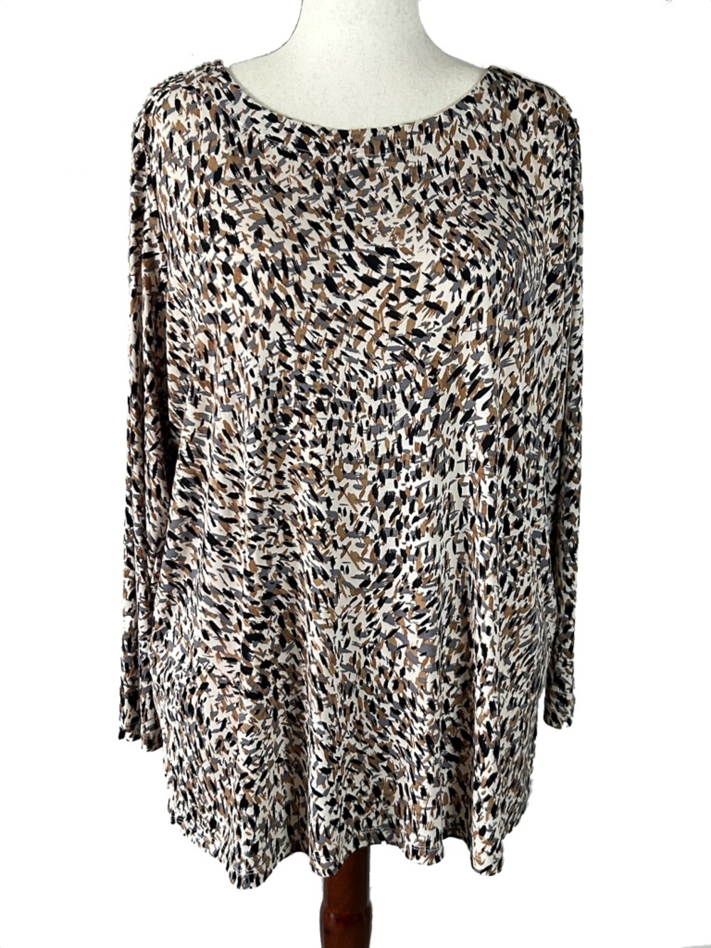 Susan Graver Modern Essentials Bateau Neck Liquid Knit Tunic - Animal Print - 2X